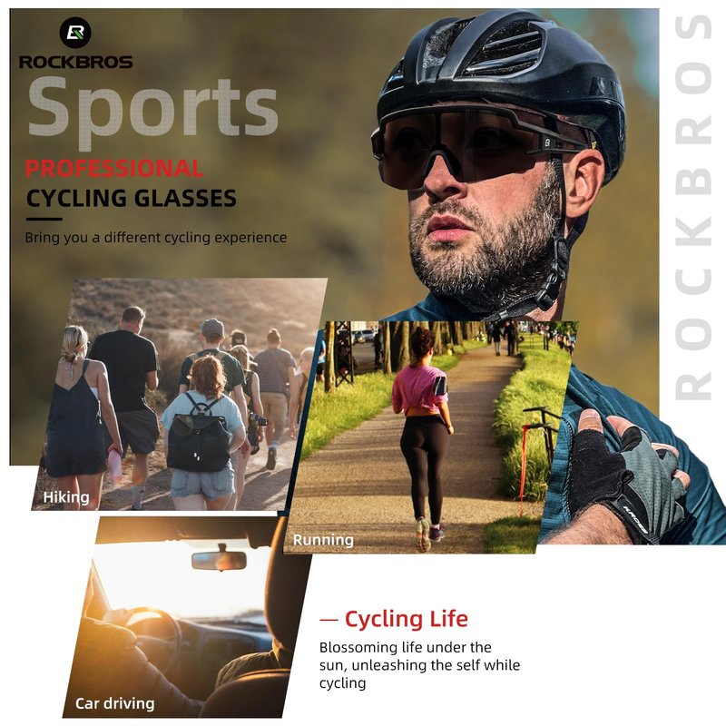 ROCKBROS Photochromic Sports Sunglasses for Men Women Cycling UV Protection
