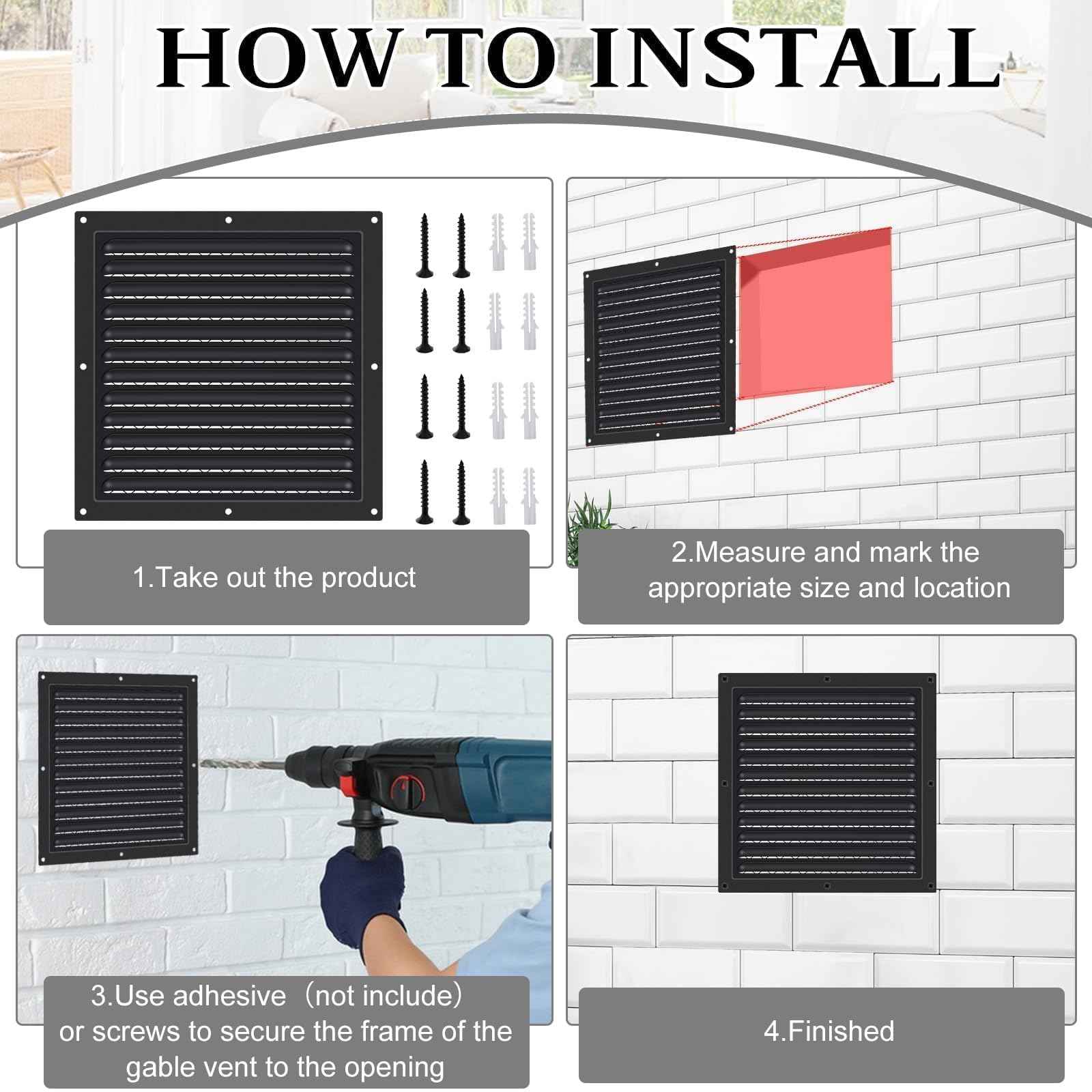 2 Pcs Attic Vent 10" X 10" Shed Vents Metal Gable Vents for Houses Wall Vent with Screen Vent Covers for Home Garage Attic Ceiling, Boost Ventilation and Guard Against Moisture