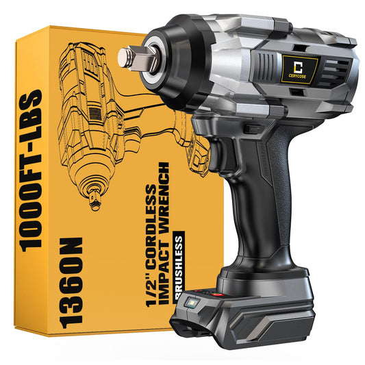 Cerycose Cordless Impact Wrench 1000FT-LBS for Dewalt Battery, 1/2 inch Brushless Electric 1360N.m Impact Gun Includes LED Work Light, High Torque Impact Driver, Bare Tool Only