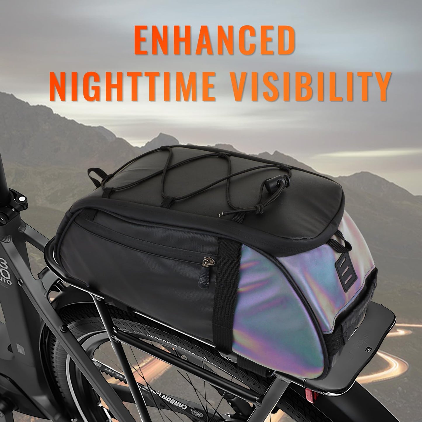 Raoot Rear Bike Rack Bag, 10L Water Resistant Ebike Bags for Bicycle Rear Rack, Bicycle Trunk Pannier with Shoulder Strap for Commuter Travel Shopping and Cycling (Black)