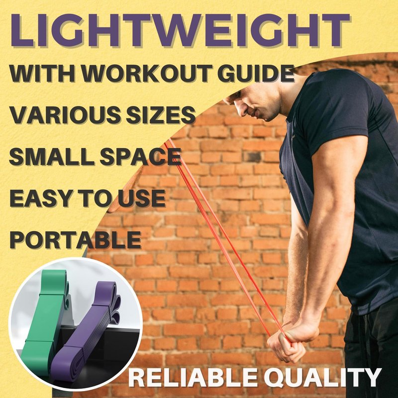 LEZER Resistance Bands for Working Out, Exercise Band, Pull Up Band, Elastic Band, Stretching, Training, Gym, Physical Therapy, Fitness, Workout, Yoga, with Instruction, Light Set of 3