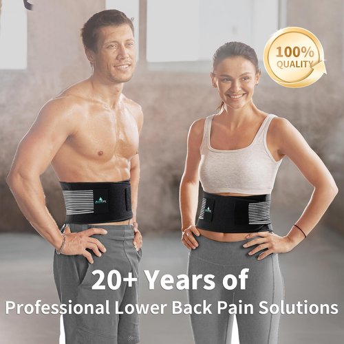 AllyFlex Sports® Back Brace Lower Back Pain Relief - Back Brace for Women and Men Under Clothes Lower Lumbar Support to Improve Posture - L