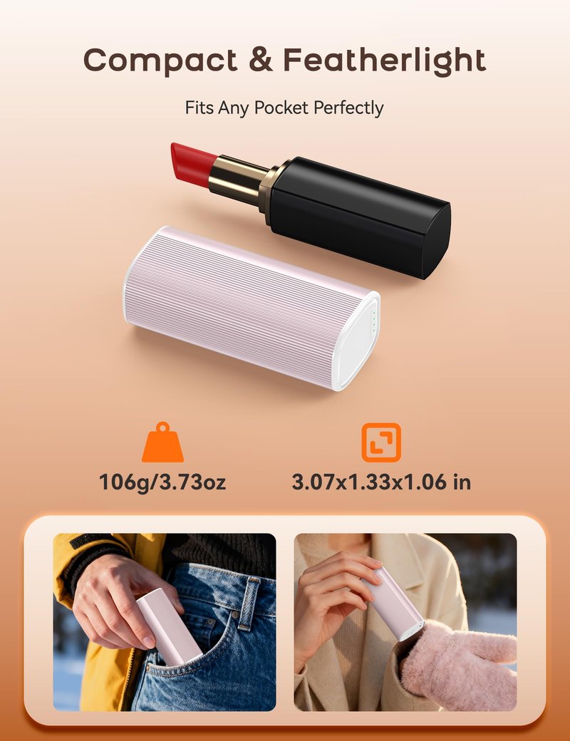 RORRY Hand Warmers Rechargeable 2 Pack, 10000mAh 360° Heating Magnetic Electric Hand Warmer, 24Hrs Warmth Portable Reusable Pocket Heater for Camping Hunting Gifts for Men Women, Pink