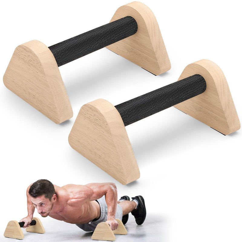 TOBWOLF 2PCS Wooden Push Up Bars, Solid Calisthenics Wood Parallettes Bars for Men Strength Training, Will Not Slip or Wobble, Calisthenics Equipment for Planks, Calisthenics & Home Gym Workout