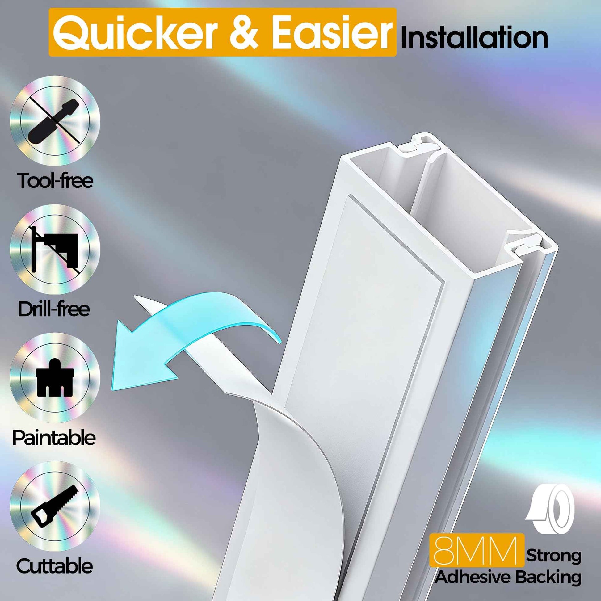 212.6in Cord Covers for 2-3 Wires on Wall, TV Cord Hider Wall, Paintable Cable Hider Raceway, Easier Set-up Wire Hider Wire Covers for Cords on Wall, Self-Adhesive Cable Cover, W0.95 H0.55in, White