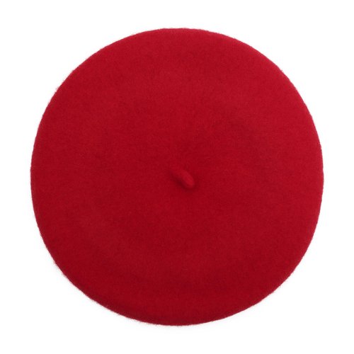 ZLYC Wool Kids Beret Hat Girls Solid Color Artist French Beret Cap, Traditional Red