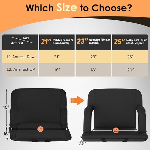 HOPERAN Heated Stadium Seats - Dual-Sided Design with Back Support & 20000mAh Power Bank | 3 Heating Levels