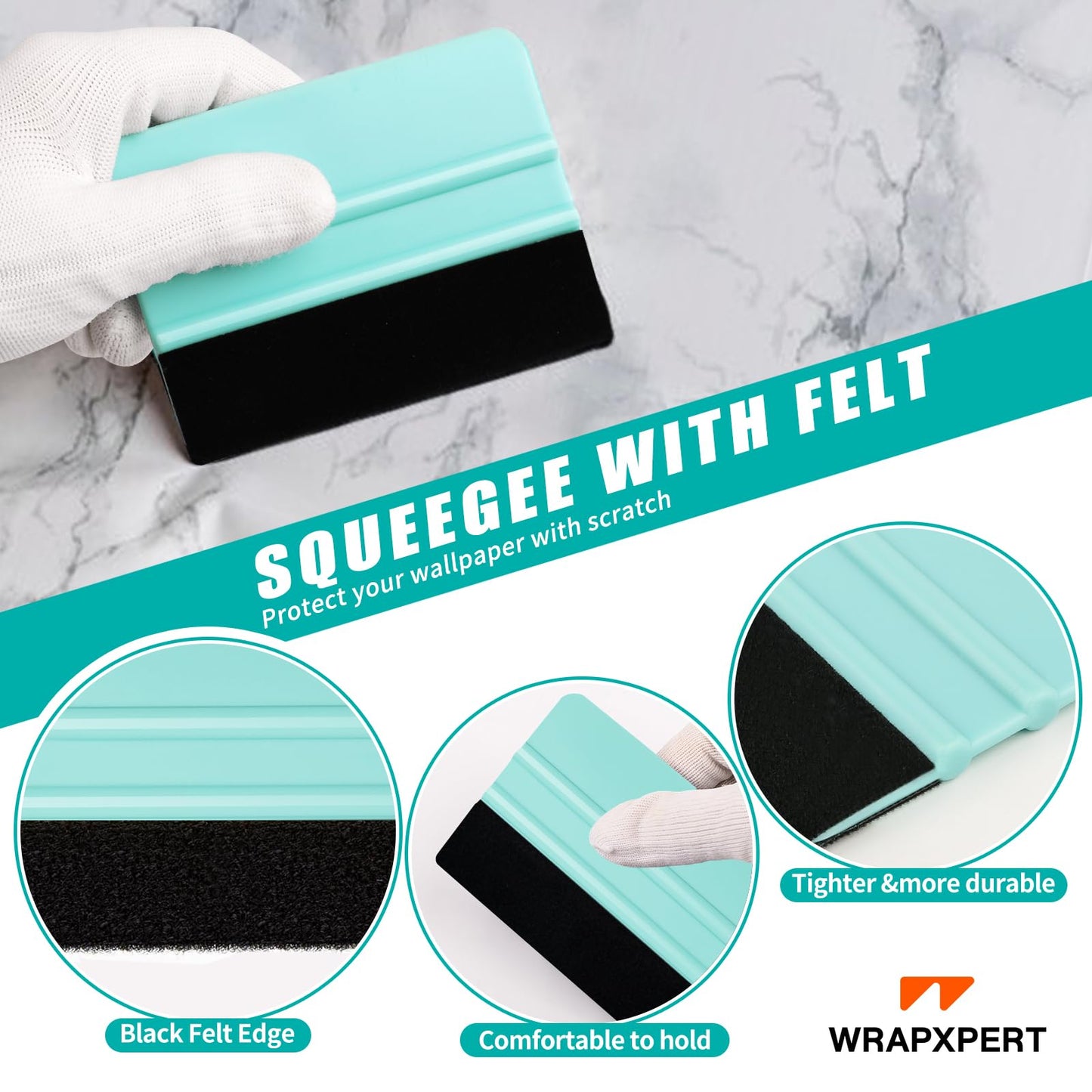 WRAPXPERT Wallpaper Smoothing Tool,Wallpaper Tools Included Felt Squeegee,Craft Knife,Wallpaper Brush,Wallpaper Scraper Tool for Peel and Stick Wallpaper,Window Tint Film,Wallpaper Adhesive