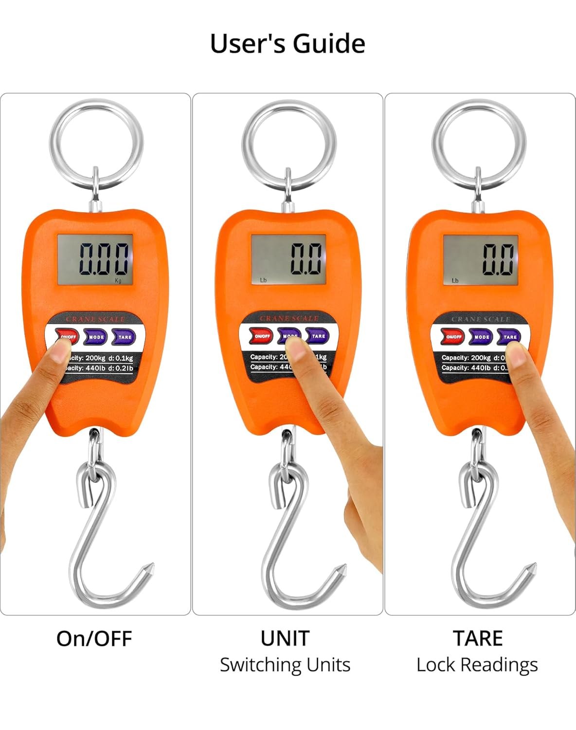 QWORK Digital Hanging Weight Scale - 440lbs Capacity | Durable Aluminum Housing & LED Display for Fishing & Luggage