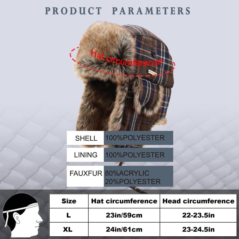NORTH CLIFF Unisex Winter Trapper Hat Cold Proof Keep Warm Hat with Ear Flaps for Hunting Skiing Trooper Winter Outdoor Activities (Candy Series-Brown, L, 23IN)