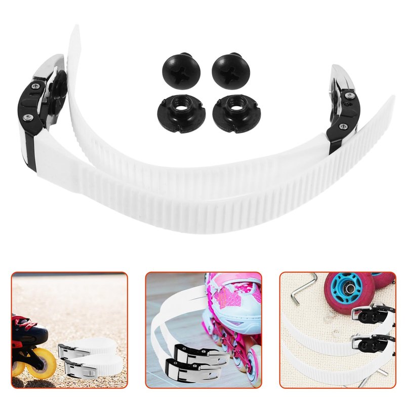 VANZACK Ice Skate Buckle Strap Universal Replacement for Roller Skates Smooth Skating Experience PVC Design White Energy Strap with Screws for Secure Fit