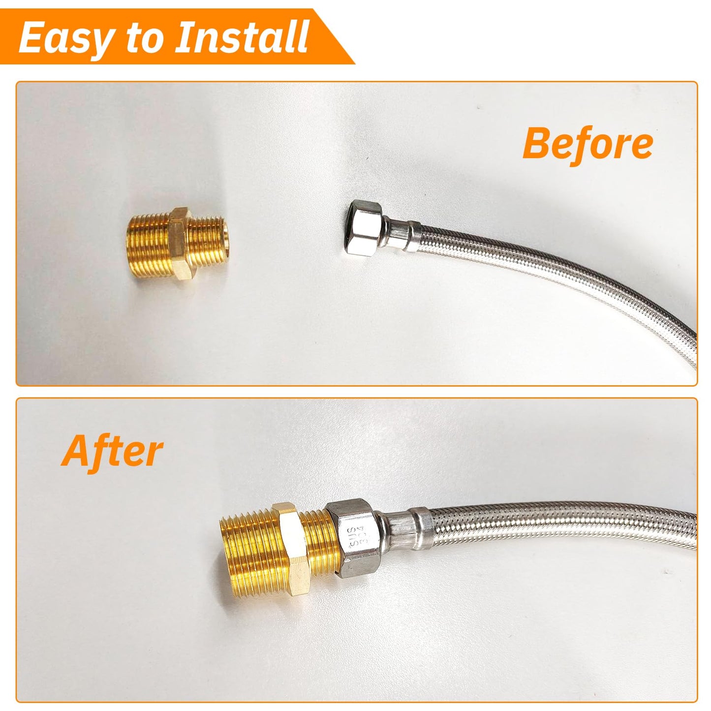 Gadoutcover 2pcs 3/4" NPT x 1/2" NPT Brass Nipple, 3/4 to 1/2 Adapter Fitting Reducing Solid Hex Nipple, Brass 3/4 Male to 3/2 Male Reducer Pipe Fittings for Extending and Connecting Pipes