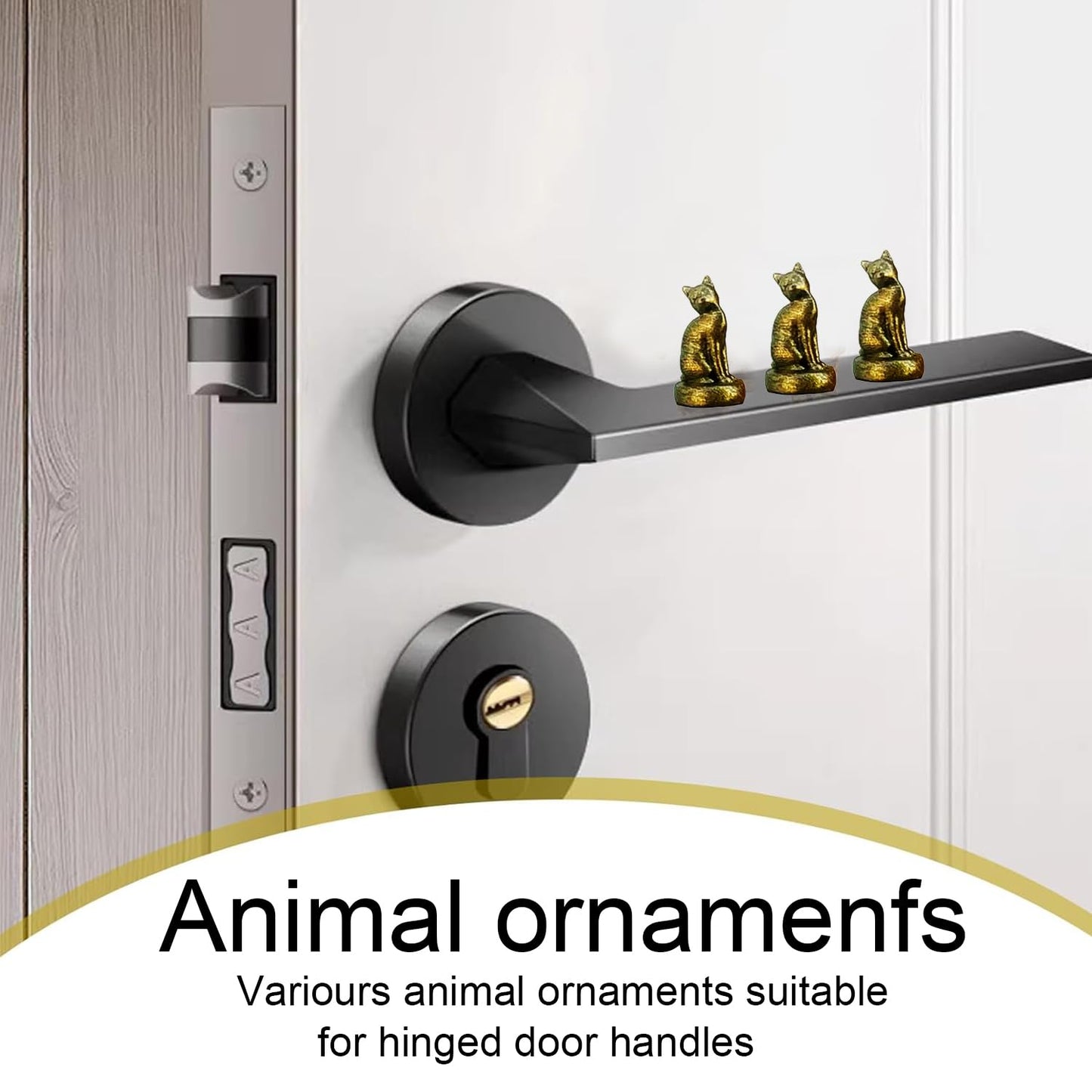 Cat Hinge Head,3Pcs Cat HingeCaps Decorative Topper Magnetic, HingeHeads Decorative Toppercat，Bronzed Cat Gargoyle Door-Hinge，for Animal Lovers