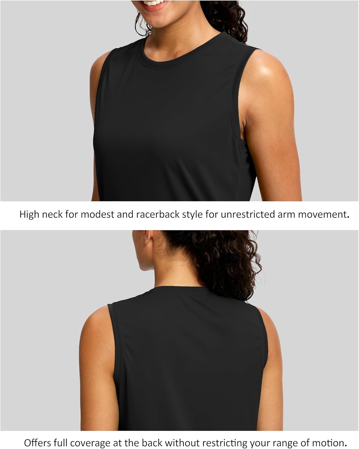 SANTINY Women's Sleeveless Workout Tank Tops - Breathable Lightweight Athletic Shirts for Yoga & Running