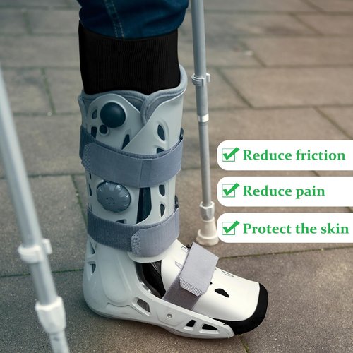 Seematn 2 Pairs Walking Boot Socks for Orthopedic Walker Brace Medical Boot Sock for Women and Men, One Size Fits Most(Black)
