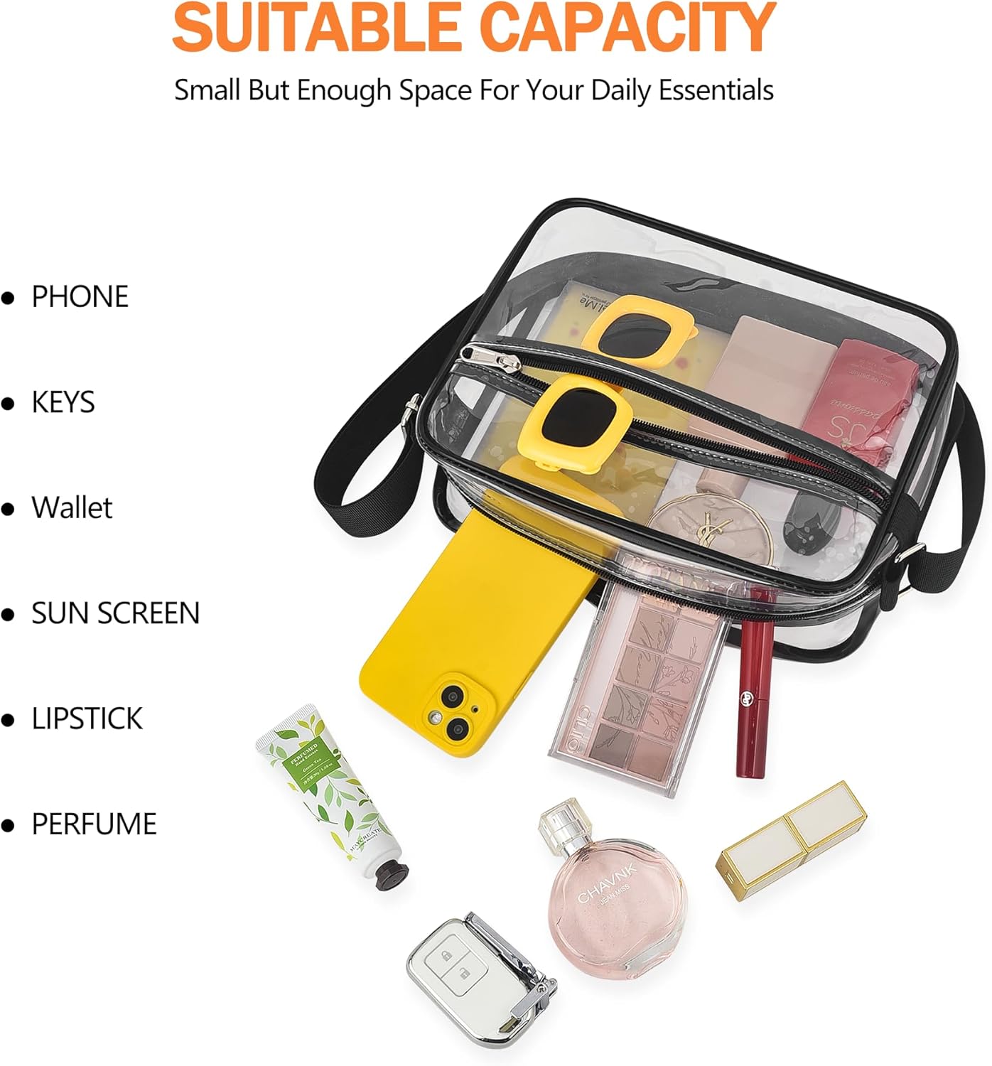 MAY TREE Clear Stadium Bag - Stylish Messenger for Concerts & Sports Events | Durable & Versatile