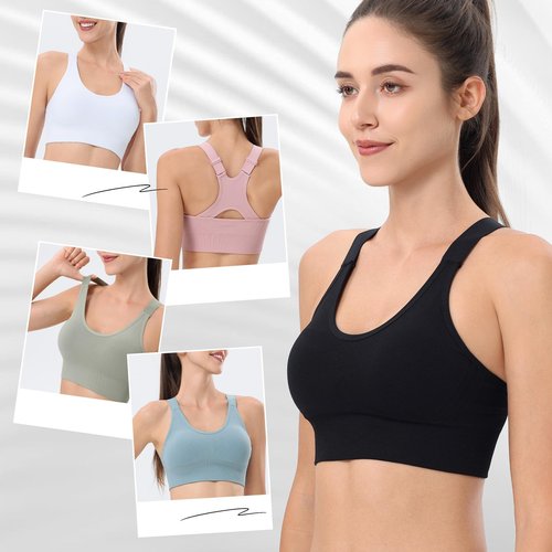 Sports Bra for Women High Support, High Impact Sports Bra Adjustable Supportive Wireless Gym & Yoga, White, Large(US, Alpha, Large, Regular, Regular, White)