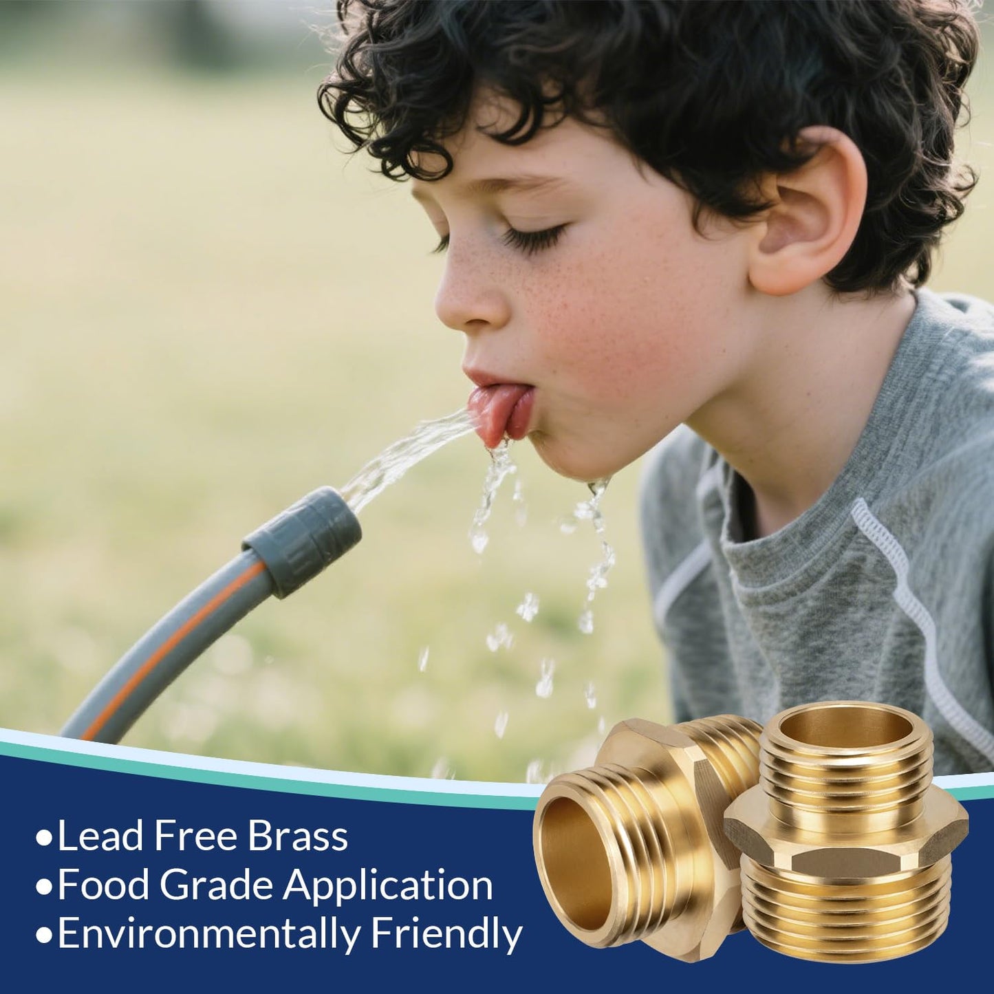 3/4" GHT Male x 1" NPT Male Hose Connector, Brass Garden Hose Adapter, Hex Nipple Reducer, Industrial Metal Brass Garden Hose to Pipe Fittings Connect (2-Pack)