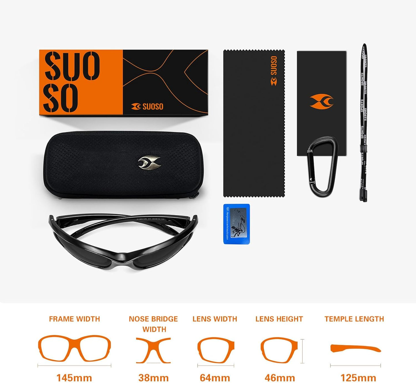 Suoso Polarized Sports Sunglasses for Men & Women - UV400 Protection Wrap Around Goggles for Fishing & Driving