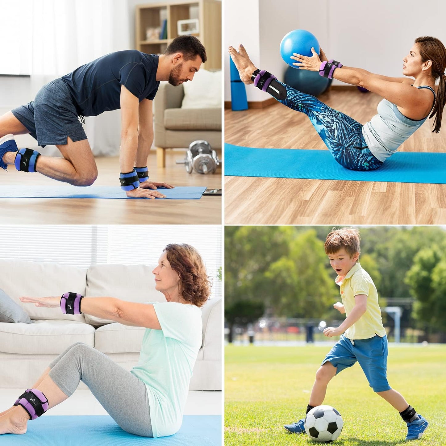 Sportneer Adjustable Ankle and Wrist Weights - Comfortable Fit for Walking, Running | 1-7 lbs / 1-10 lbs Set