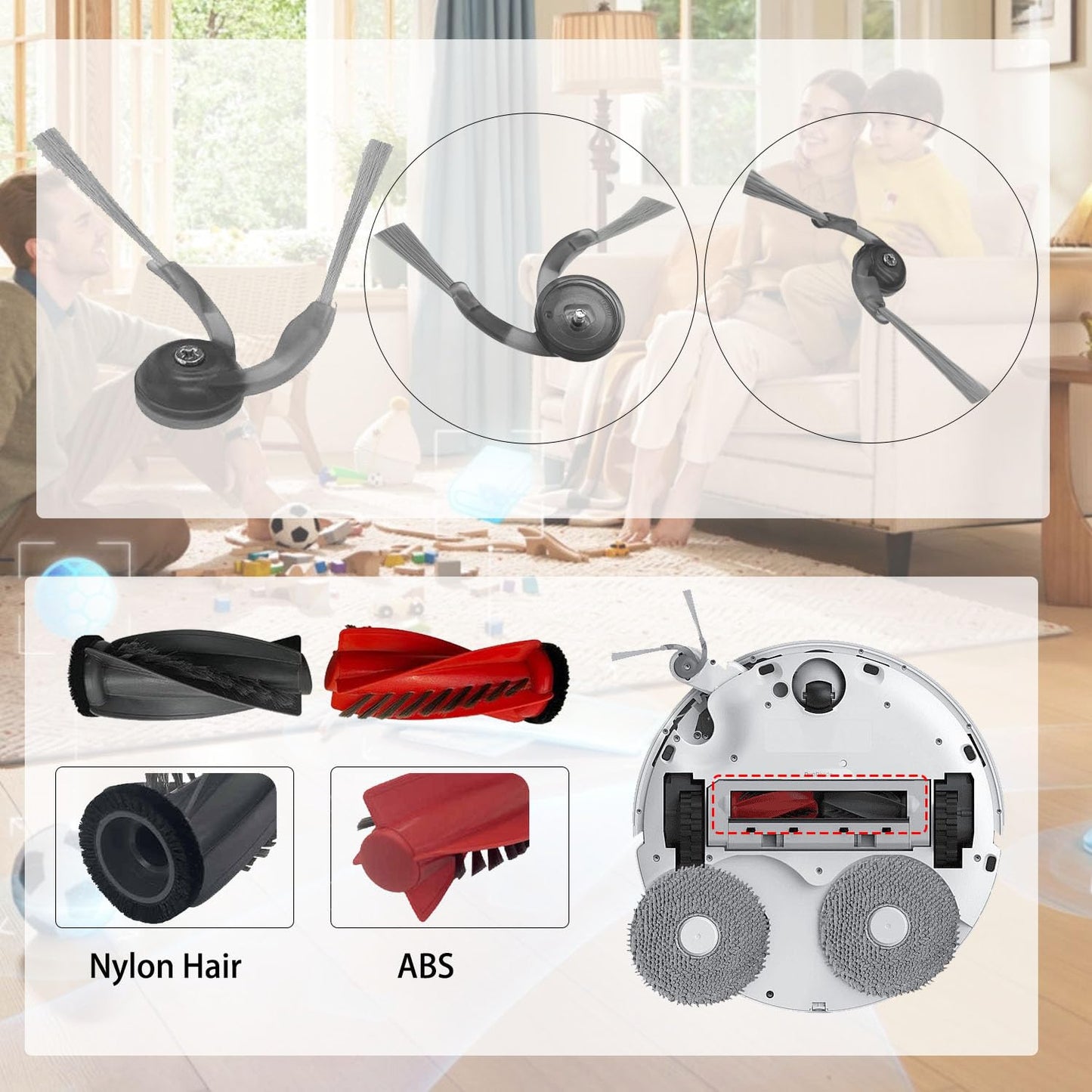 17 Pcs Replacement Parts Accessories Kit,Compatible With Roborock Qrevo Curv/Qrevo Edge Qrevo S5V Robot Vacuum,1 Roller Brush, 4 Hepa Filters,4 Side Brush,4 Mop Pads,4 Vacuum Bags