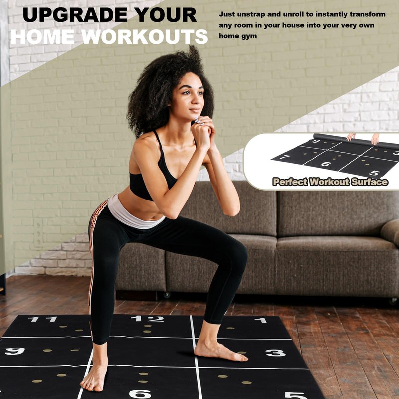 Maasechs Fitness Precision Mat Home Workout Equipment 4.6' x 4' x 2.2 mm Large Exercise Rubber Non Slip Mat for Yoga Pilates Cardio Fitness Home Gym Floor