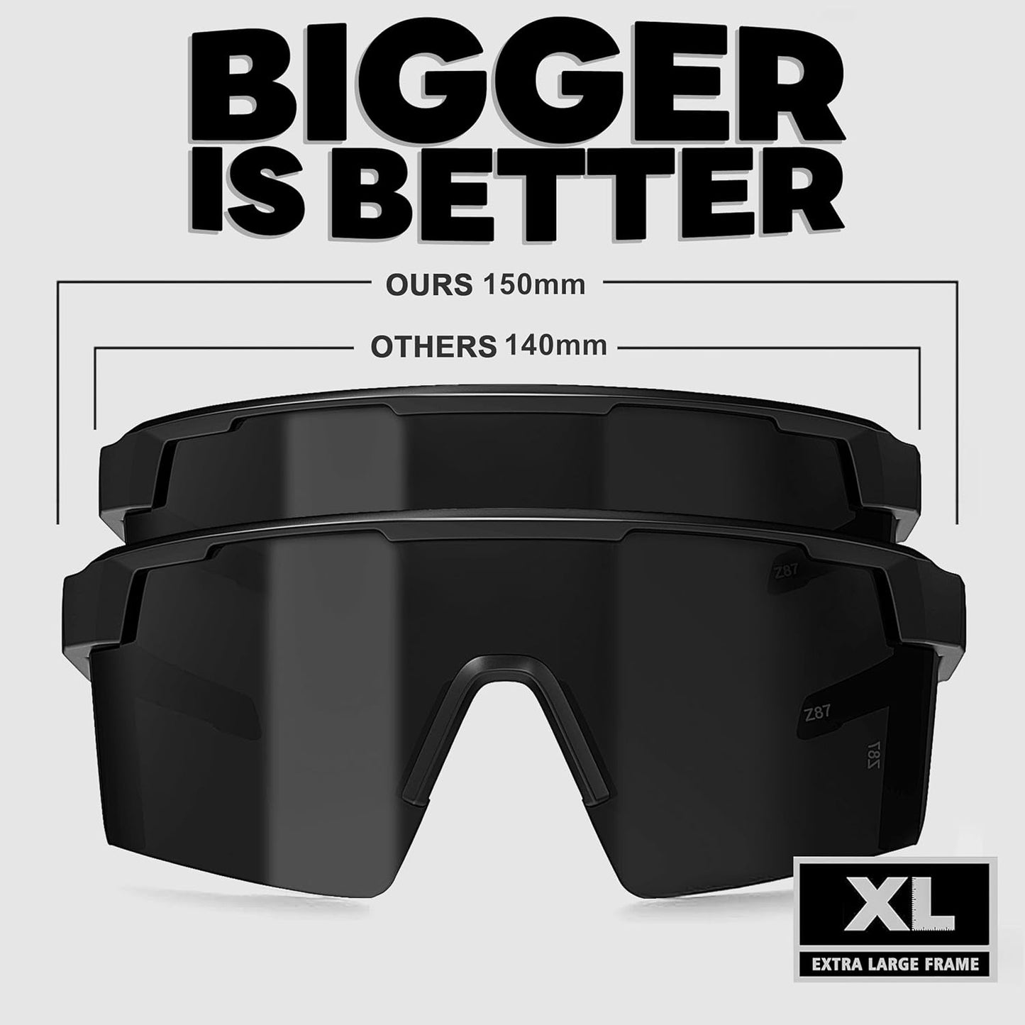 WISTON XL Z87 Sunglasses - Ultralight TR90 UV400 Protection for Big Heads | Unisex Design
