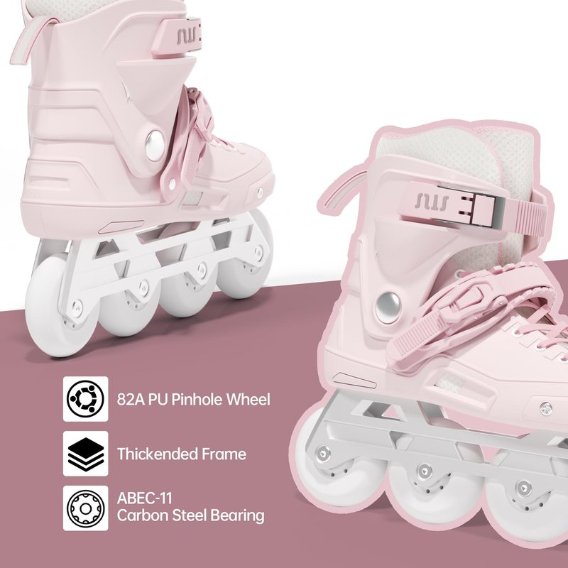 SWAY Professional Inline Skates for Adult, High Performance Roller Skates for Women Men, Racing Skates for Teens, Male, Female, Roller Blades Size 4-10, ABEC-11 Bearing (Pink, XL - (7.5-8.5M/8-9W))
