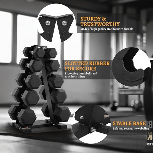 BalanceFrom Rubber Coated Hex Dumbbell Weight Set - Versatile 100LB, 150LB, or 200LB Options | Includes Storage Rack