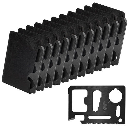 Survival Credit Card Multitool, 11 in 1 Beer Opener Survival Card Tool,Wallet Multitools Card Perfect for Fathers Men Gadgets Stocking Stuffers for Men (12 PCS) (Black)