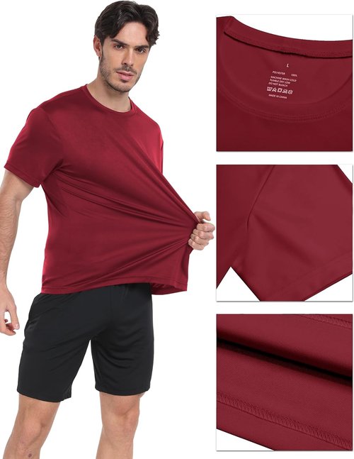 HovSiyla Athletic Workout Shirts for Men - Quick Dry Moisture-Wicking Short Sleeve T-Shirts | 1/5 Pack