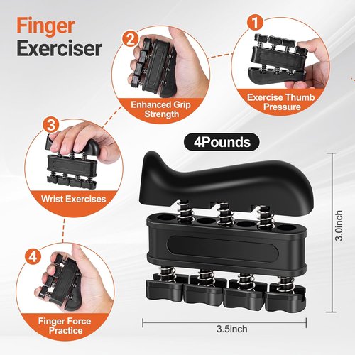 Grip Strength Trainer Kit - 5 Pack Adjustable Resistance Hand Grippers & Finger Exercisers for Muscle Building and Injury Recovery