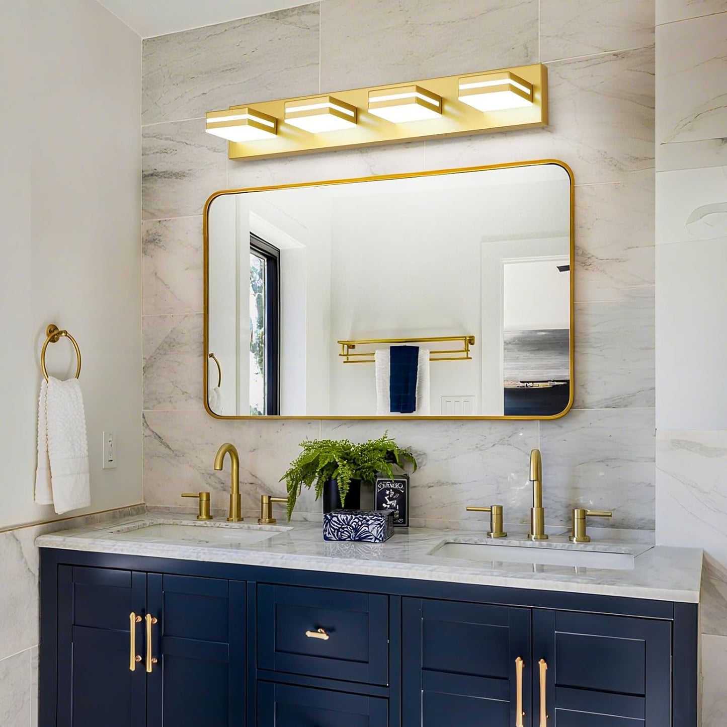 3-Light Modern LED Bathroom Vanity Light Fixture - Black Metal & Acrylic, 16-inch Over Mirror Lighting
