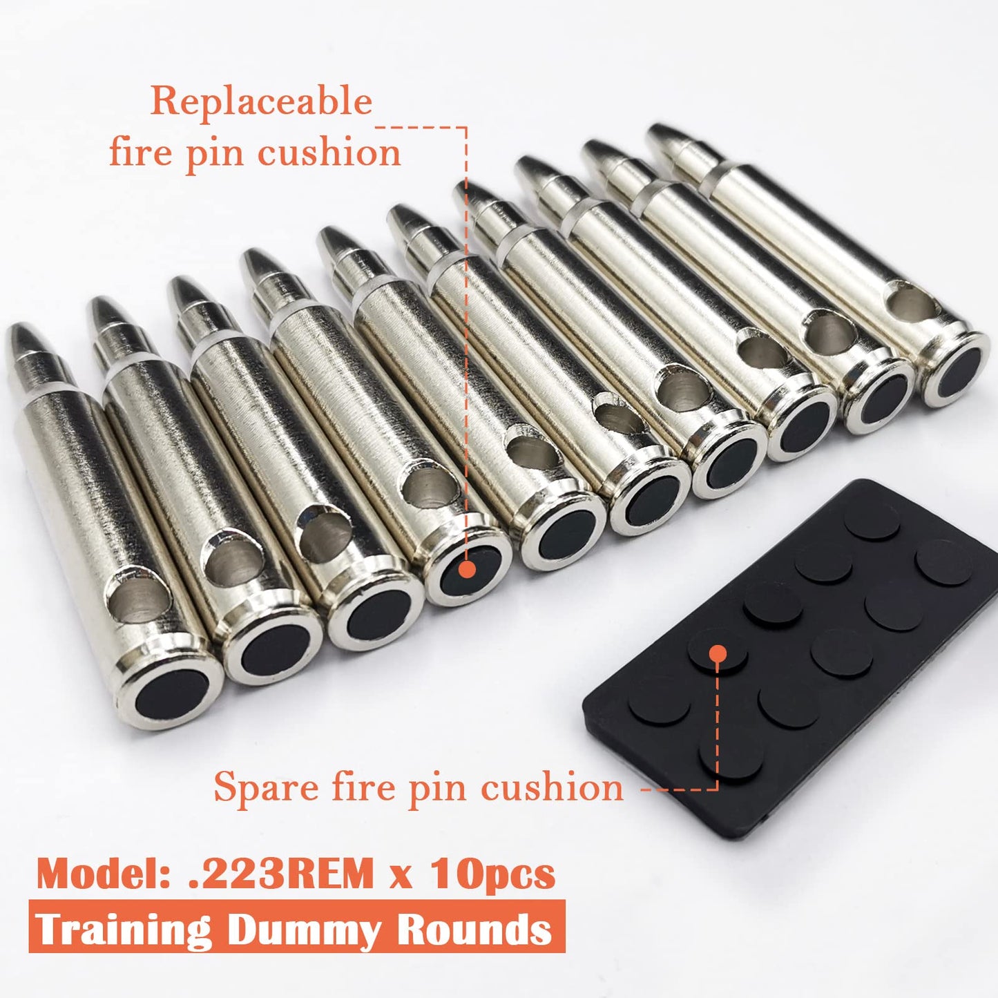 Bayattoo 223REM Steel Safety Practice Rounds Action Trainer Dummy Round Dry Fire Training Snap Caps (10pk)