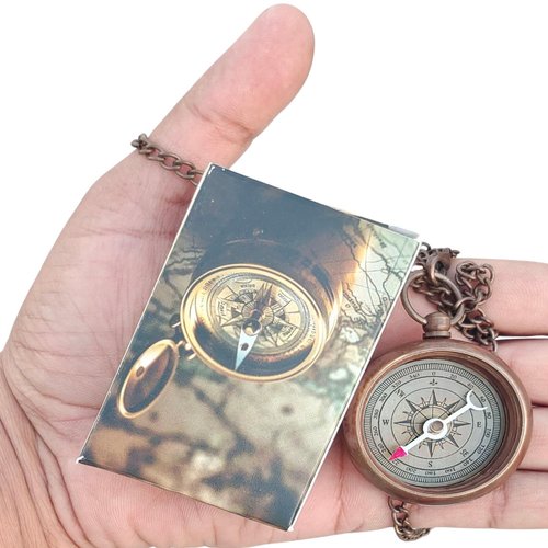 ZUBIA Engraved Brass Compass with Chain and Leather Case – “So You Can Always Find Your Way Back to Me” – Personalized Pocket Compass for Birthday, Anniversary, or Baptism