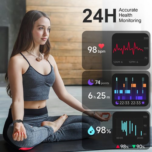 VMQIPNS Fitness Tracker,Smart Watch with 24/7 Heart Rate Blood Oxygen Sleep Monitor,1.47" HD Touchsreen with Step & Calorie Counter 100+ Sport Modes Health Activity Trackers for Men and Women (Black)