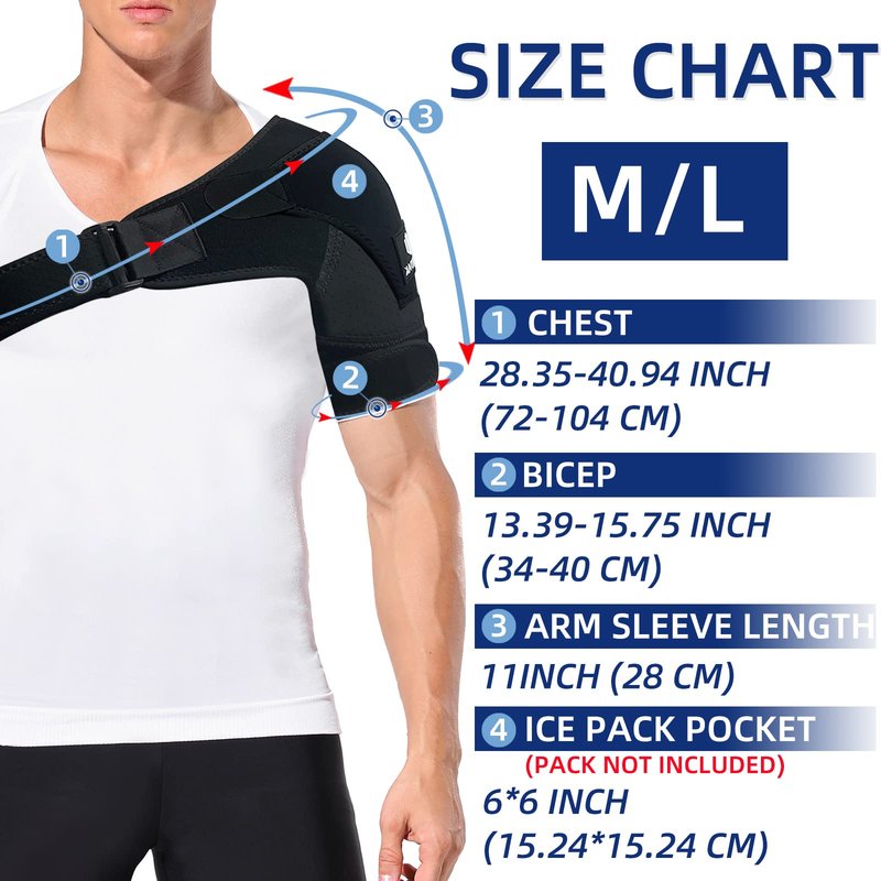 NOSIDAK Shoulder Brace - Shoulder Compression Sleeve Immobilizer & Support Wrap for Torn Rotator Cuff, Glenoid Labrum Tear, Dislocated AC Joint, Tendonitis, Bursitis, Subluxation