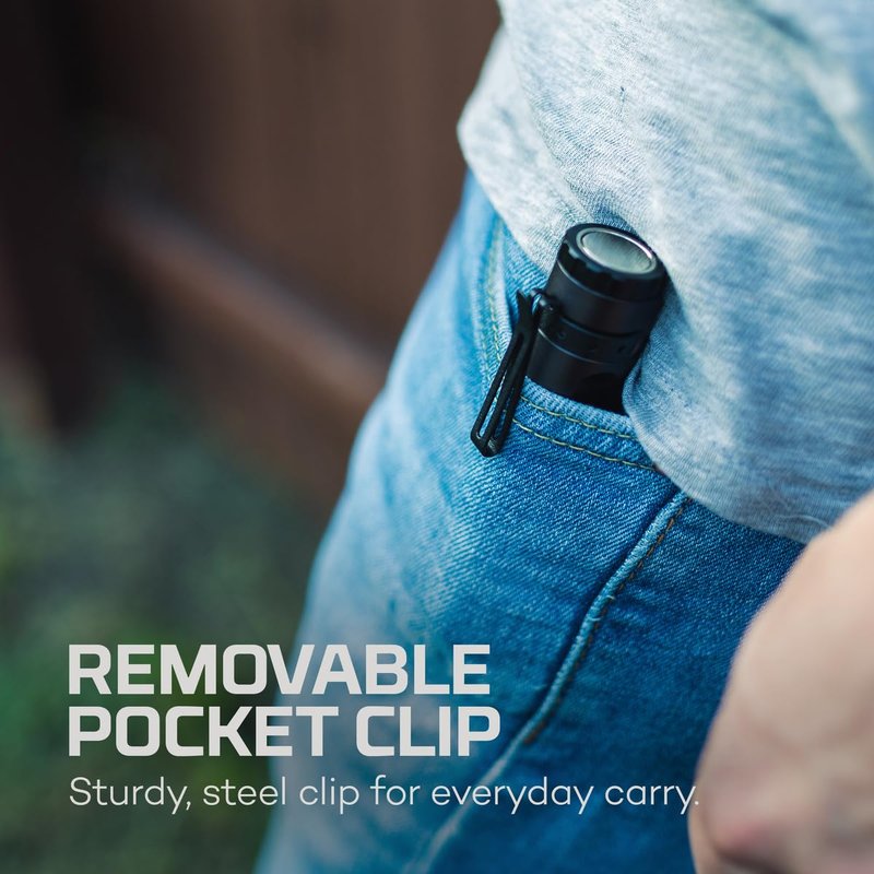 NEBO Mini Larry 500 Pocket Flashlight | 500 Lumens, 2 Light Modes, Compact, Rechargeable COB Work Light & Mini Flashlight, Magnetic Base & Steel Clip, Waterproof, Includes USB-C Charging Cable