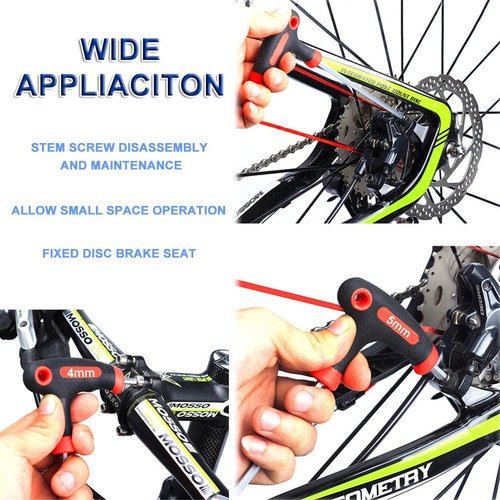 COOLWHEEL Bike Hex Allen Key Wrench Set - 4/5/6mm Bicycle T-handle Energy Saving Hex Key Screwdriver Tool Kits with Ball End for Bike Pedal Handlebar Disc Brake Mount Repair