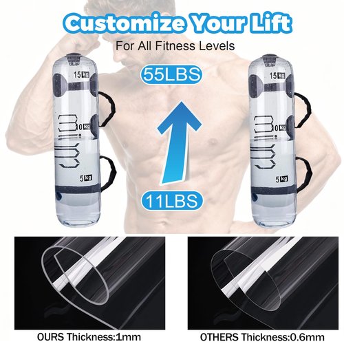 JIRTEMOT Water Weights Aqua Bag, 33 LBS Adjustable Sandbag for Strength Training & Fitness, with Foot Pump for Home Gym, Boxing, Core and Balance Workout Equipment