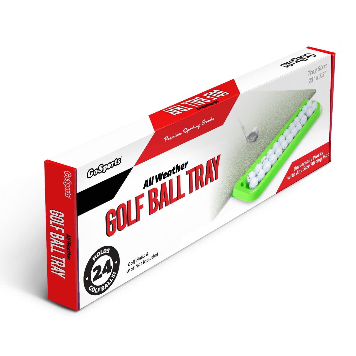 GoSports All-Weather Golf Ball Tray - 24 Ball Capacity - Compatible with All Hitting Mats - Green