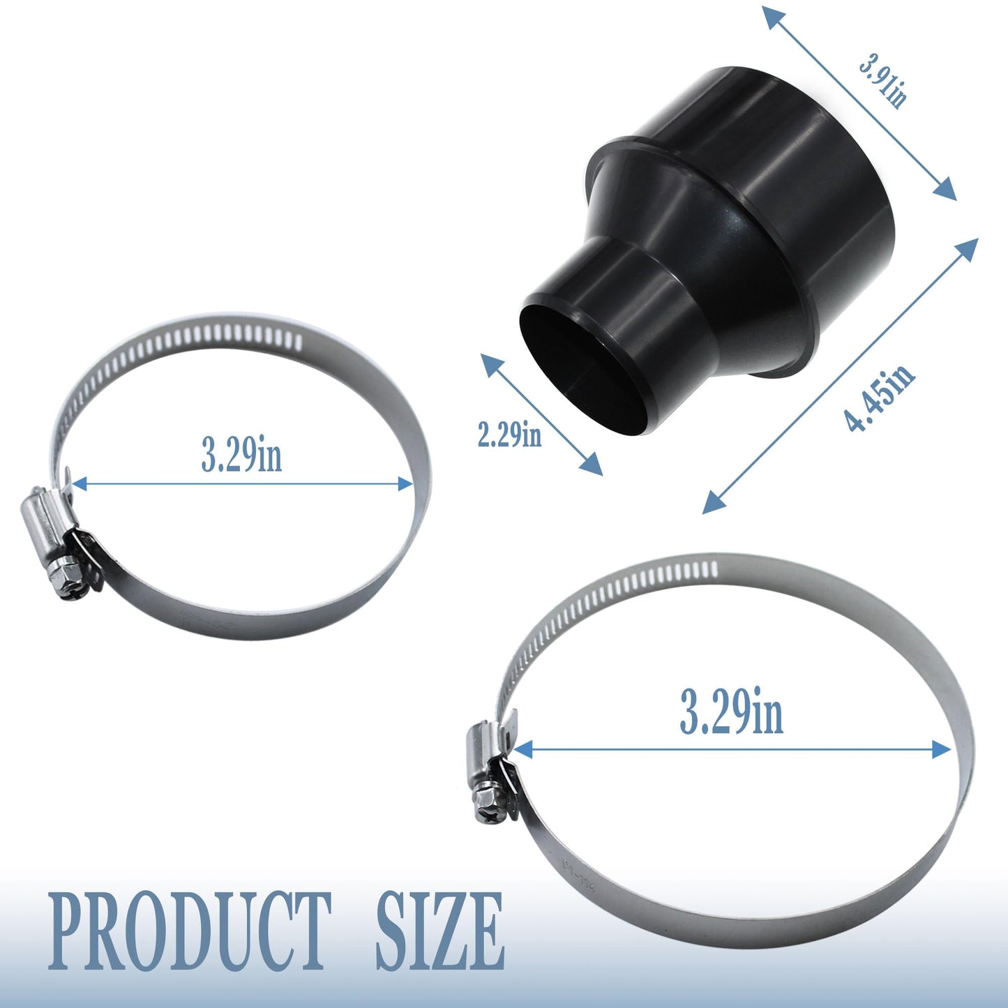YETTAT 4"" to 2-1/2"" Hose Cone Reducer Attachment for Dust Hoses and Dust Collection Systems, Dust Collection Reducer Fitting with 2 Stainless Steel Clamps
