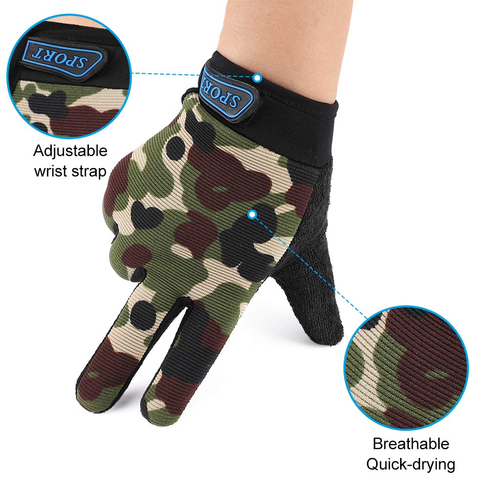 Accmor Kids Cycling Gloves, 4-10 Years Boys Girls Sport Gloves, Breathable Non-Slip Full Finger for Child Climbing Riding Biking Outdoor Sports