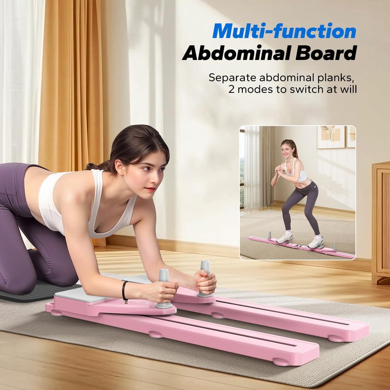 MERACH Pilates Board, Multifunctional Abdominal Plate, Detachable Ab Trainer Machine with Anti-Slip and Quiet Design, Portable Pilates Reformer for Core Workouts, Home Gym Equipment for Women (Rose)