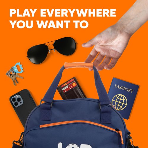 LOB Pickleball Bags for women men Tote Carry Bag with Bottle Holders, Fits 2 Paddles, 2pc Accessories (Pouch, Mesh Ball Bag), Durable Lightweight, BLUE and ORANGE