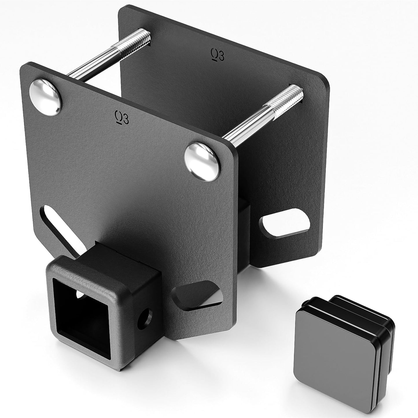 YZONA RV Bumper Hitch Receiver, 2 inch Tow Hitch Trailer Fits 4" x 4" Square Rear Beams, 3500 LBS Capacity Towing Adapter Openning for Camper Cargo Carrier Bike Racks RV Tire Carrier Ball Mounts