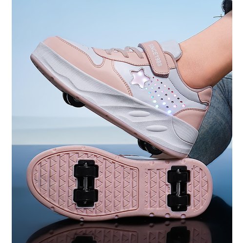 YUNICUS Roller Shoes Girls Boys Wheel Kids Roller Skates Shoes Four Wheel for Kids for Children (S900Pink,36)