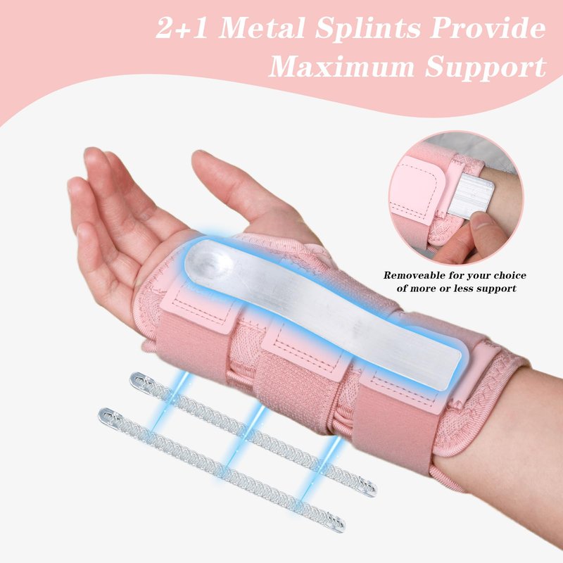 NuCamper Carpal Tunnel Wrist Brace Night Support for Men & Women, Adjustable Wrist Splint with 3 Straps and Metal Splint Stabilizer, Hand Brace for Pain Relief, Tendinitis, Arthritis - Right Hand,S/M