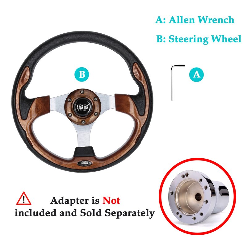 10L0L Universal 12.5 inch Golf Cart Steering Wheel for Yamaha G29 Drive, EZGO TXT RXV, Club Car DS Precedent and Others