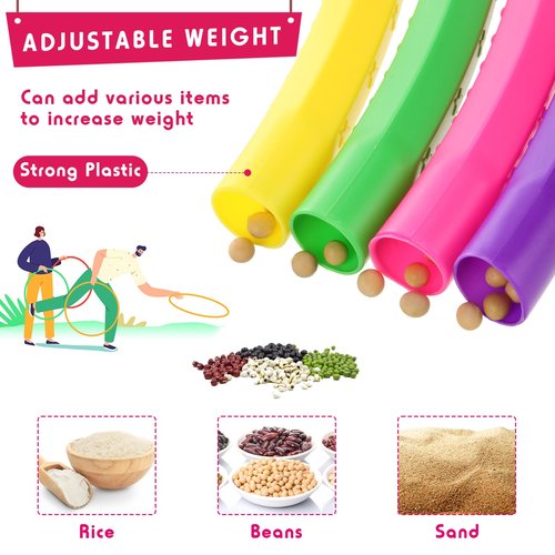 Chivao 8 Pack Color Detachable Hoop Fitness Waist Exercise Ring Plastic Exercise Hoop Adjustable Weight Size Plastic Adult Party Supplies Game Sport Gymnastic(26 Inch,Novel Style)